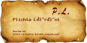 Plichta Lóránt névjegykártya